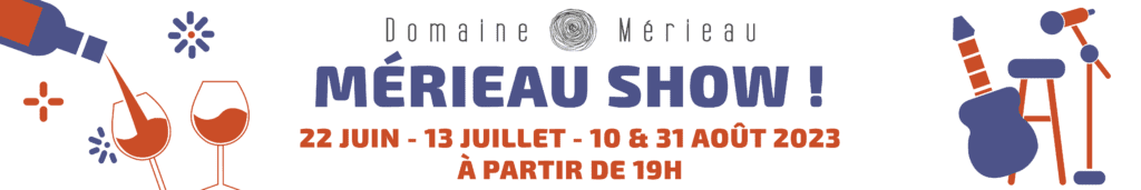 Bâche promotionnelle pour annoncer les dates des Mérieau Shows